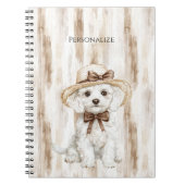 White Dog Hat with Bow Notizblock (Vorderseite)