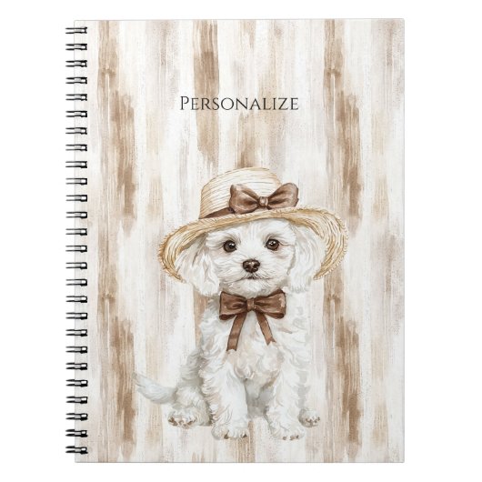 White Dog Hat with Bow Notizblock (Vorderseite)