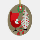 White Dog in Mid Century Christmas Room Keramik Ornament (Rechts)