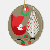 White Dog in Mid Century Christmas Room Keramik Ornament (Links)