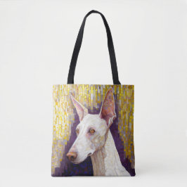 White Dog Mosaic Gold Podenco Klimt Style Tasche