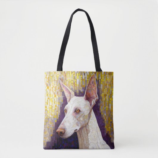 White Dog Mosaic Gold Podenco Klimt Style Tasche (Vorderseite)