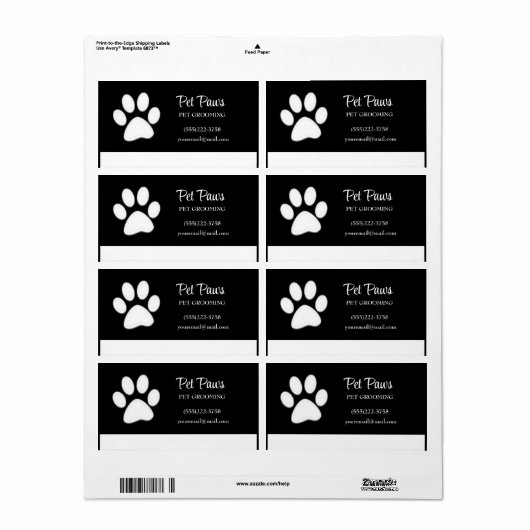 White Dog Paw auf Black Pet Grooming Service Busi (Vorne)