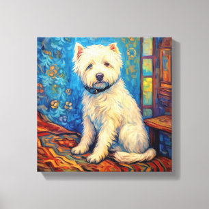 White Dog Van Gogh Leinwanddruck