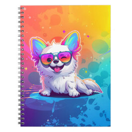 White Dog Wearing Sonnenbrillen Notebook Notizblock