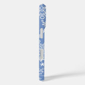 White Doodle Snowflakes & Blue Background Case-Mate iPhone Hülle (Rückseite / Rechts)
