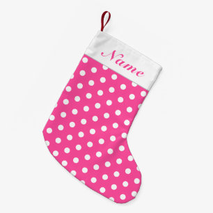 White Dots Pink Weihnachts-Strumpf Individuelle Na Kleiner Weihnachtsstrumpf