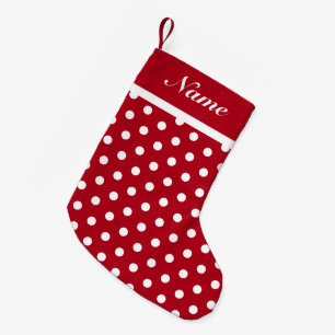 White Dots Red Christmas Strumpf Individuelle Name Kleiner Weihnachtsstrumpf
