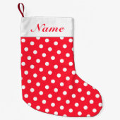 White Dots Red Christmas Strumpf Persönlicher Name Kleiner Weihnachtsstrumpf (Vorderseite)