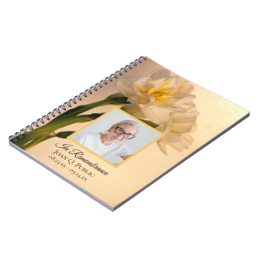 White Double Daffodic Funeral Memorial Guest Book Notizblock (Linke Seite)