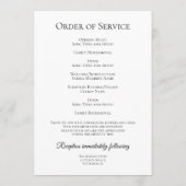 White Double Daffodil Blume Beerdigung Service Programm (Rückseite)