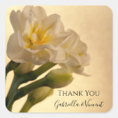 White Double Daffodils Hochzeit Danke für Ihre Unt Quadratischer Aufkleber (Vorderseite)