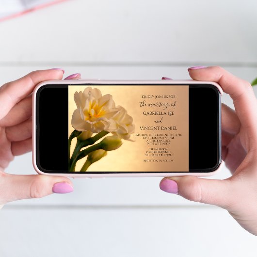 White Double Daffodils Spring Wedding Einladung