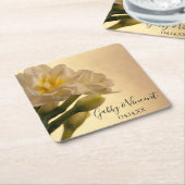 White Double Daffodils Spring Wedding Rechteckiger Pappuntersetzer (angewinkelt)