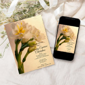 White Double Daffodin Frühjahr Equinox Feier Einladung