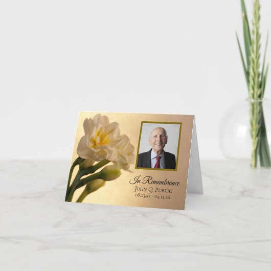 White Double Daffodis Beerdigung Beileid Danke (Vorderseite)