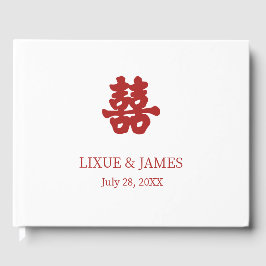 White Double Happy Chinesische Kalligraphie asian Gästebuch