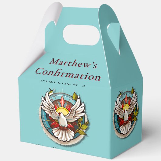 White Dove Aquamarin Blue Confirmation Feier Geschenkschachtel (Vorderseite)