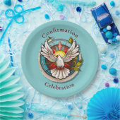 White Dove Aquamarin Blue Confirmation Feier Pappteller (Party)