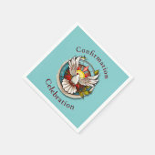 White Dove Aquamarin Blue Confirmation Feier Serviette (Ecke)