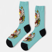 White Dove Aquamarin Blue Confirmation Feier Socken (Linkes Detail)