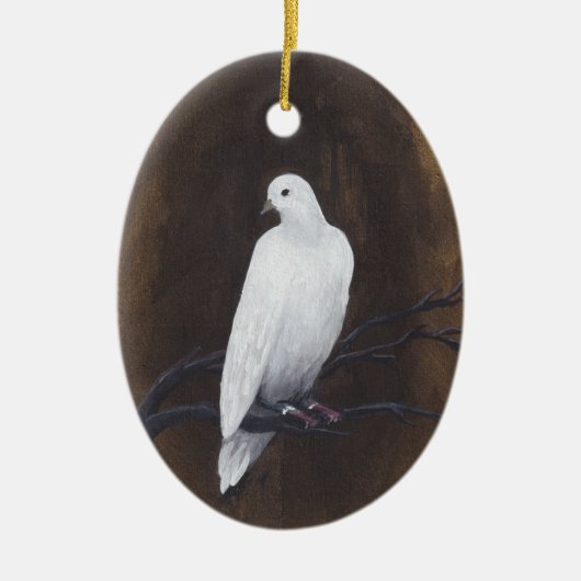 White Dove auf Bronze Hintergrund, Weihnachtsbaum  Keramik Ornament (Vorne)