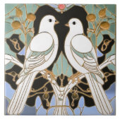 White Dove Birds Art Nouveau Doves Bird Art Deco Fliese (Vorderseite)