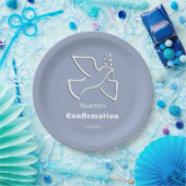white dove blue background Confirmation  Pappteller (Party)