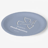 white dove blue background Confirmation  Pappteller (Schrägansicht)