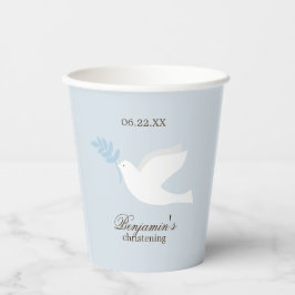 White Dove Boy Christening Personalisiert Pappbecher
