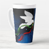 White Dove Christmas Große Latte Tasse (Linke Ecke)