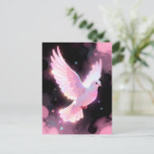 White Dove Ethereal Love Pink Clouds Celestial Postkarte (Stehend Vorderseite)