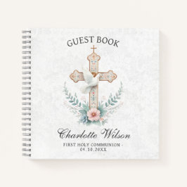 White Dove First Holly Communion Gästebuch Notizblock