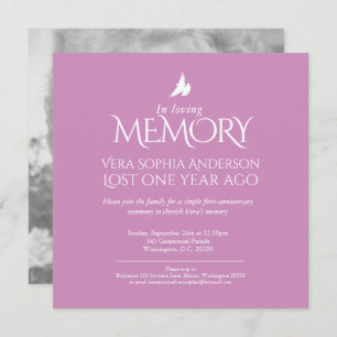 White Dove Foto zum Tode Jubiläum Einladung