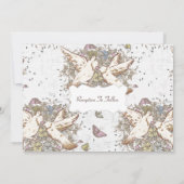 White Dove Garden Muster Vintag Einladung (Rückseite)