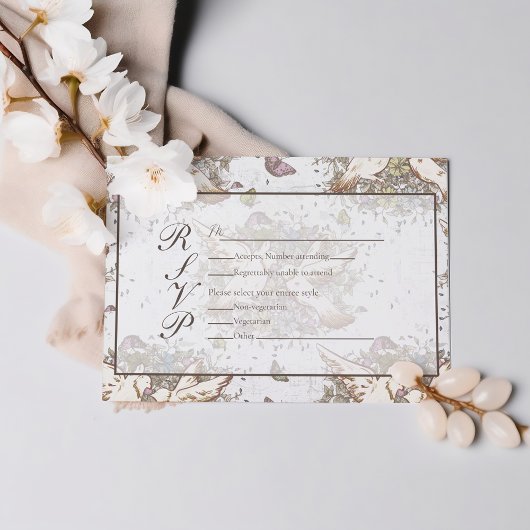 White Dove Garden Wedding | Sage Green RSVP Karte