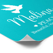 White dove Malina Name bedeutet Aqua Poster (Ecke)