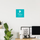 White dove Malina Name bedeutet Aqua Poster (Heimbüro)