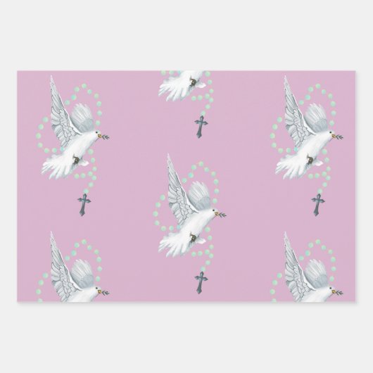 White Dove mit Rosary Geschenkpapier Set (Vorderseite 3)