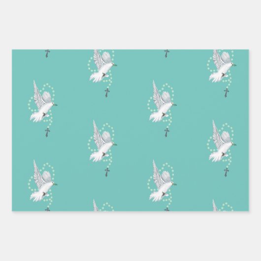 White Dove mit Rosary Geschenkpapier Set (Vorderseite)