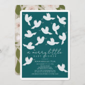 White Dove Olive Aquamarin Boy Merry Little Baby D Einladung (Vorne/Hinten)