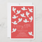 White Dove Olive Branch Merry Little Baby Dusche Einladung (Vorderseite)