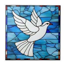 White Dove on Stained Glass Fliese