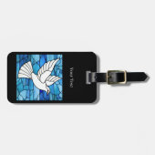 White Dove on Stained Glass Gepäckanhänger (Vorderseite horizontal)