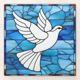White Dove on Stained Glass Glasuntersetzer