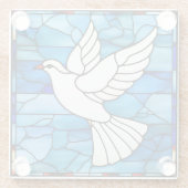 White Dove on Stained Glass Glasuntersetzer (Rückseite)