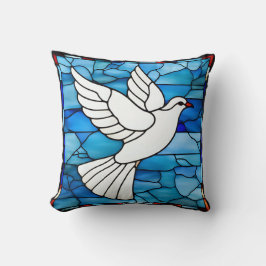 White Dove on Stained Glass Kissen