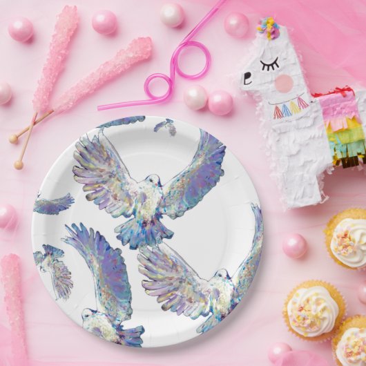 White Dove Peace Love Bird Maureen Girard Pappteller (Party)