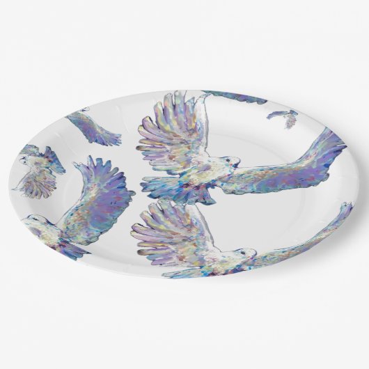 White Dove Peace Love Bird Maureen Girard Pappteller (Schrägansicht)