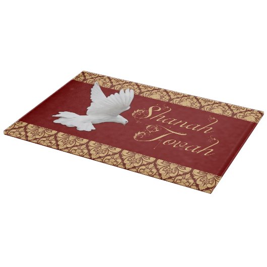 White Dove Rosh Hashanah New Year Challah Board Schneidebrett (Ecke)